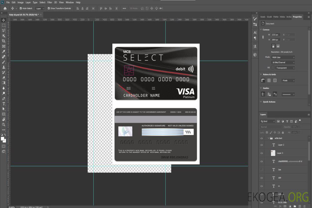 Carte de débit platine visa MCB Bank des Seychelles template